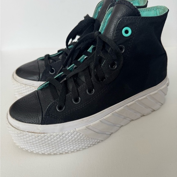 Converse Black and Teal High-Tops - Picture 1 of 11